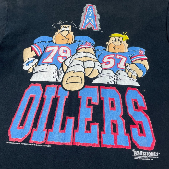 90年代 THE FLINTSTONES HOUSTON OILERS NFL キャラクタープリント T ...