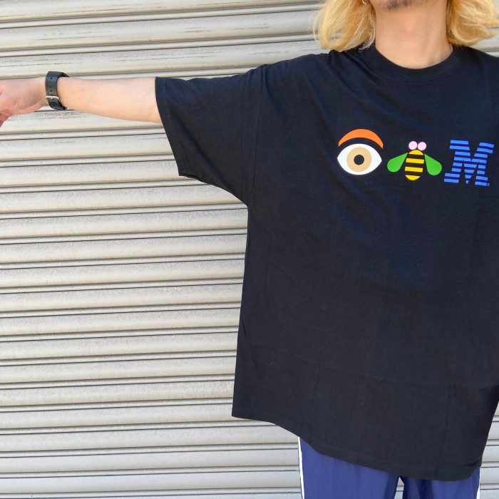 00s IBM 企業ロゴプリントTシャツ カンパニーTシャツ ブラック XL 