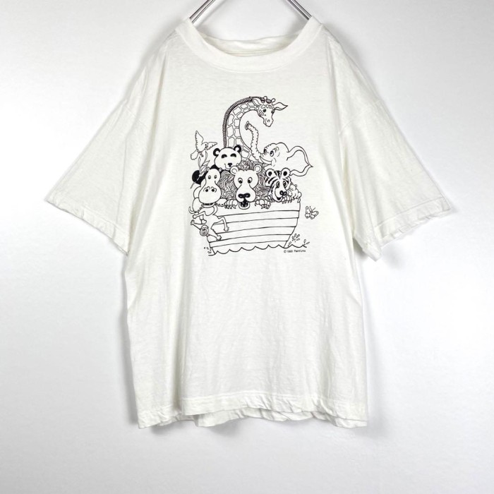 90s ヴィンテージ アニマル Tシャツ 可愛い キャラクター 白 ホワイト