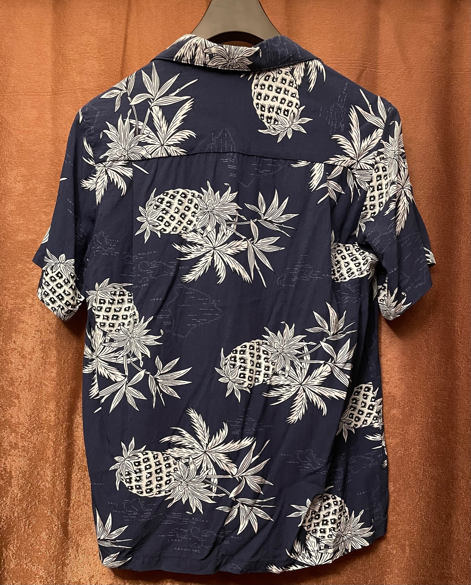 MADE IN HAWAII製 TWO PALMS アロハシャツ ネイビー XSサイズ