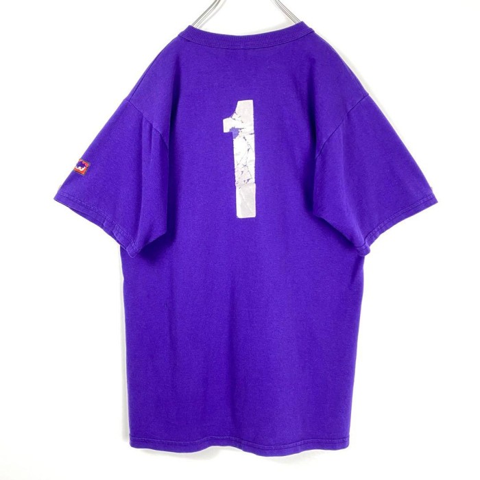 90s ウィルソン ヘンリーネック カレッジロゴ Tシャツ 紫パープル M