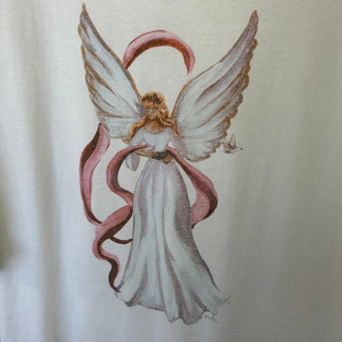 90s エンジェル 天使 アート系 半袖Tシャツ シングルステッチ デザイン