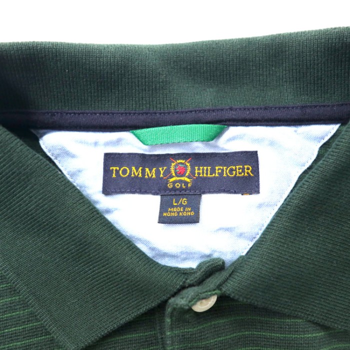 TOMMY HILFIGER ポロシャツ L グリーン ボーダー コットン | Vintage.City 古着屋、古着コーデ情報を発信