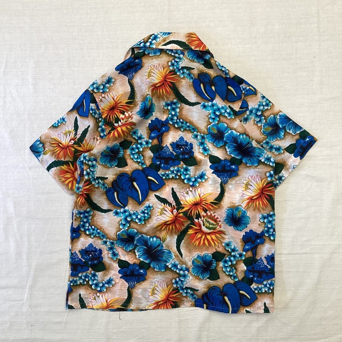 70's アロハシャツ ハワイアンシャツ 花柄 開襟シャツ オープンカラー