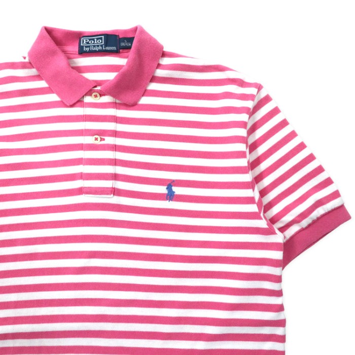 Polo by Ralph Lauren ボーダー ポロシャツ 170 ピンク コットン スモールポニー刺繍 | Vintage.City 古着屋、古着コーデ情報を発信