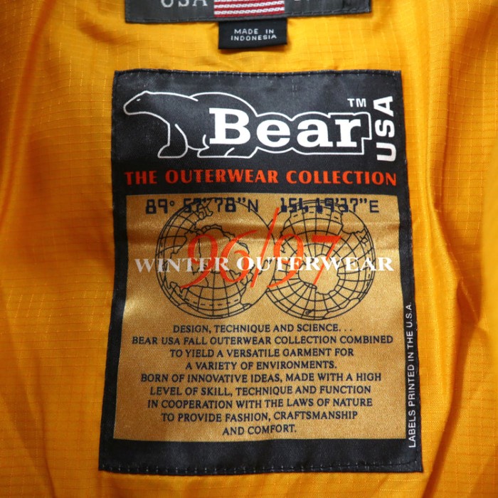 Bear USA 90年代 リバーシブル ダウンジャケット XL ブラック イエロー