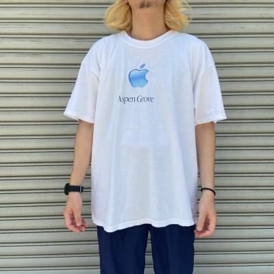 00s Apple企業ロゴプリントTシャツ カンパニーTシャツ ホワイト