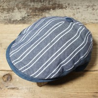 イタリア製 ストライプ デニム ハンチング 帽子 ネイビー ブルー Mサイズ ヨーロッパ古着 | Vintage.City 古着屋、古着コーデ情報を発信