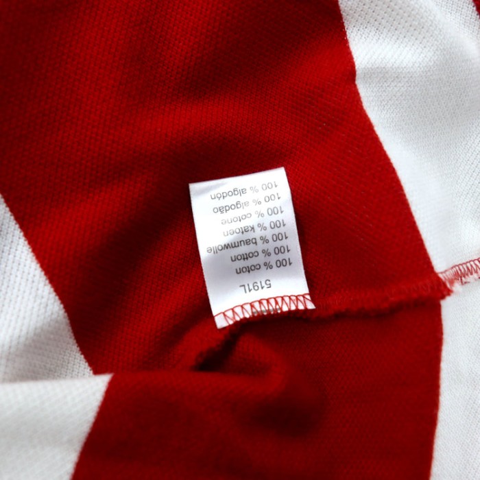 LACOSTE ボーダー ポロシャツ 6 レッド ホワイト コットン ワンポイントロゴ ペルー製 | Vintage.City 古着屋、古着コーデ情報を発信