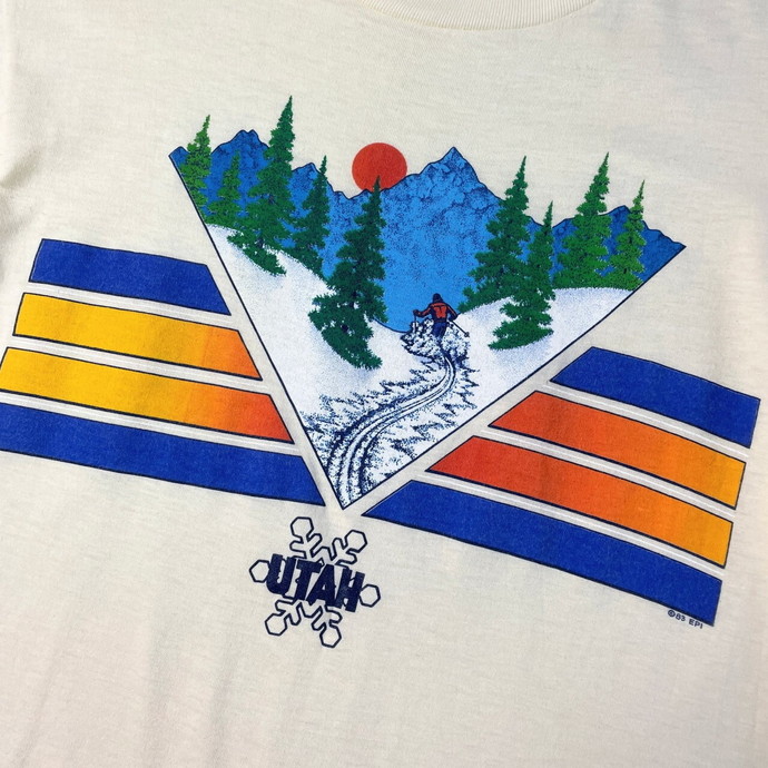 80年代 USA製 UTAH スーベニア アート プリントTシャツ メンズS相当