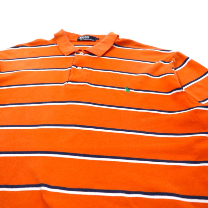 Polo by Ralph Lauren ボーダー ポロシャツ LL オレンジ コットン スモールポニー刺繍 ビッグサイズ | Vintage.City 古着屋、古着コーデ情報を発信
