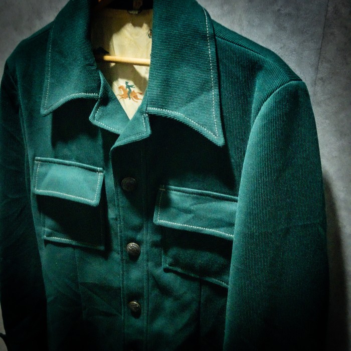 “深森緑響” 70s Sears deep green shirt jacket シャツジャケット | Vintage.City 빈티지숍, 빈티지 코디 정보