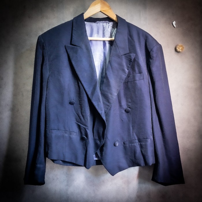 vintage short length tailored jacket肩幅45
