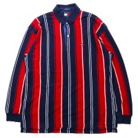 TOMMY HILFIGER 90年代 マルチストライプ ラガーシャツ 長袖ポロシャツ XL ネイビー コットン ビッグサイズ | Vintage.City 古着屋、古着コーデ情報を発信