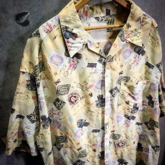 “華刻芸術” 00s Old GAP linen cotton special graphic shirt　リネンシャツ | Vintage.City 빈티지숍, 빈티지 코디 정보