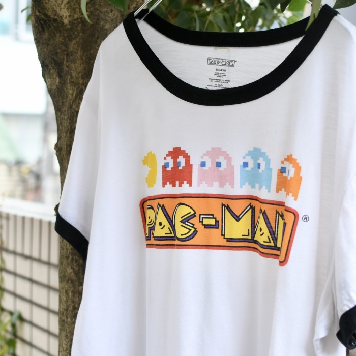 古着 オーバーサイズ パックマン リンガーTシャツ プリントTシャツ T