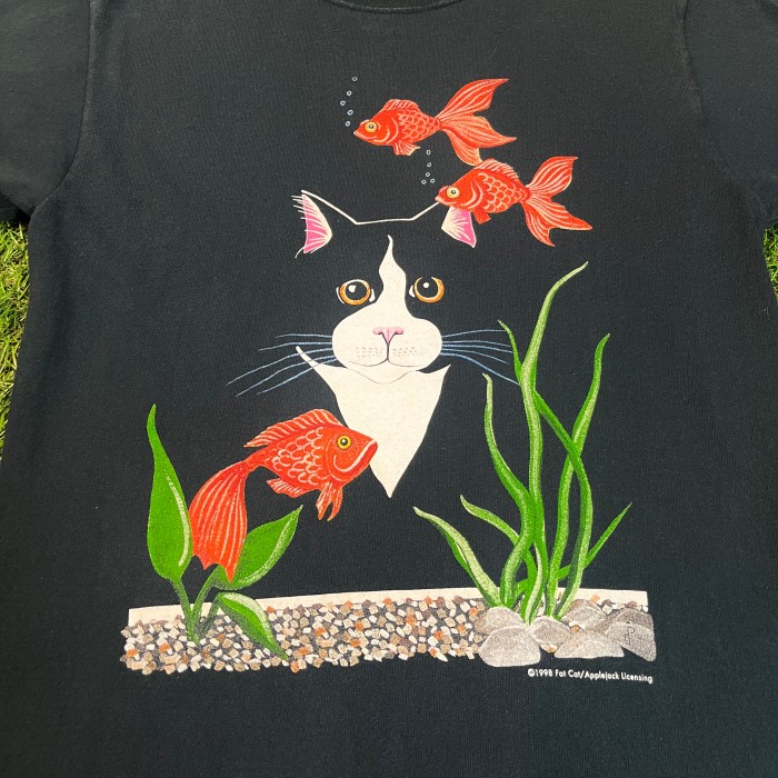 90s 金魚 with キャット Tシャツ / Made In USA Vintage ヴィンテージ 古着 黒 ブラック アニマル 猫 ネコ T-Shirt ティーシャツ | Vintage.City Vintage Shops, Vintage Fashion Trends