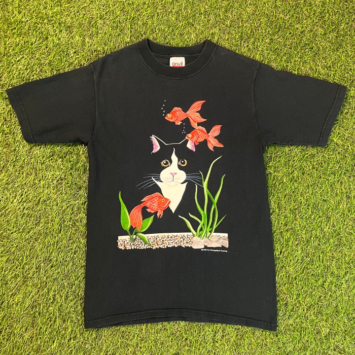 90s 金魚 with キャット Tシャツ / Made In USA Vintage ヴィンテージ ...