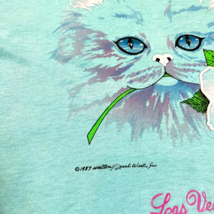 80s ローズキャット Tシャツ / Made In USA Vintage ヴィンテージ 古着 ティーシャツ T-Shirt 猫 ねこ ブルー アニマル | Vintage.City 古着屋、古着コーデ情報を発信