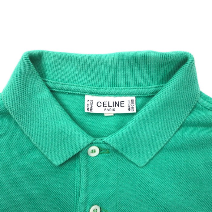 CELINE フランス製 オールド ポロシャツ S グリーン コットン 馬車