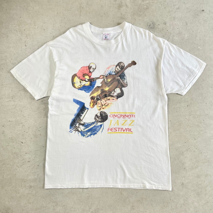 90s ジャス フェスティバル アート イラスト 両面 プリント Tシャツ XL