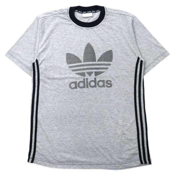 adidas 90年代 ビッグトレフォイルロゴ リンガーTシャツ L
