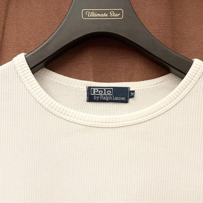 Polo by Ralph Lauren クルーネックリブ編みTシャツ ホワイト Mサイズ | Vintage.City 古着屋、古着コーデ情報を発信
