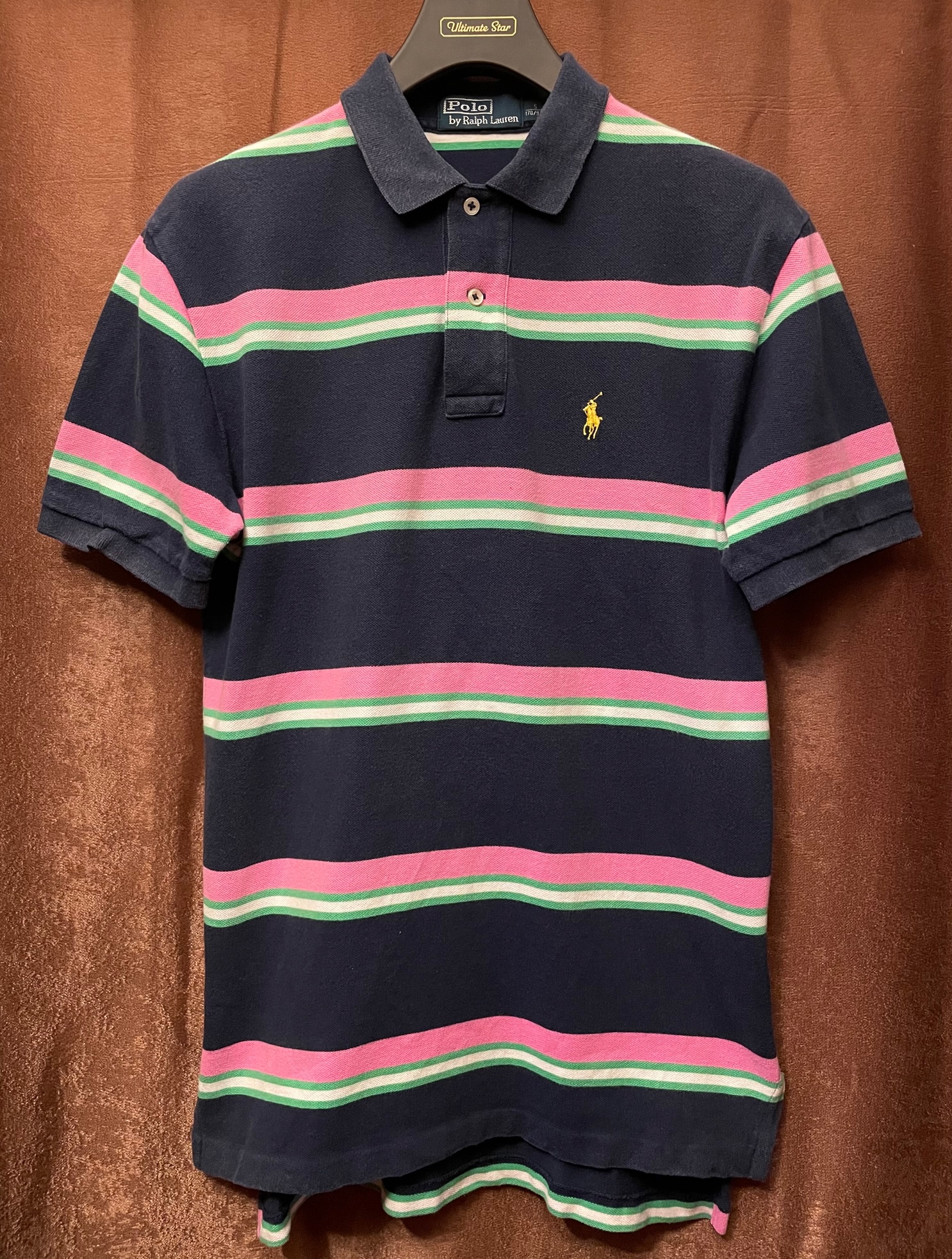 Polo by Ralph Lauren ボーダー柄半袖鹿の子ポロシャツ ネイビー S ...