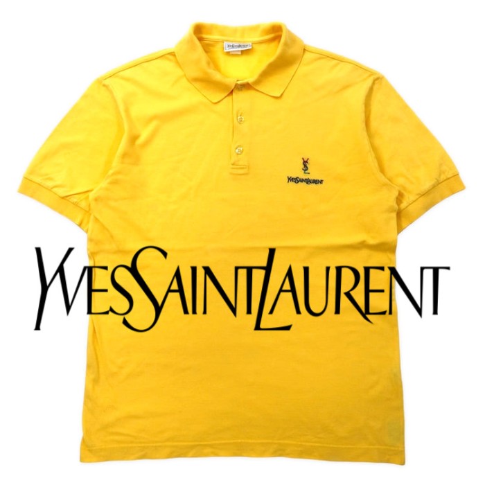YVES SAINT LAURENT イタリア製 オールド YSLロゴ刺繍 ポロシャツ L 