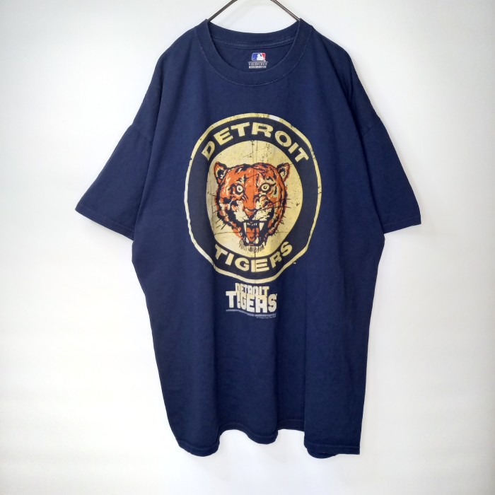 正規品　MLB　クルーネック　ベースボールTシャツ　タイガース　ビッグロゴ　ネイビー　紺　XL | Vintage.City 古着屋、古着コーデ情報を発信