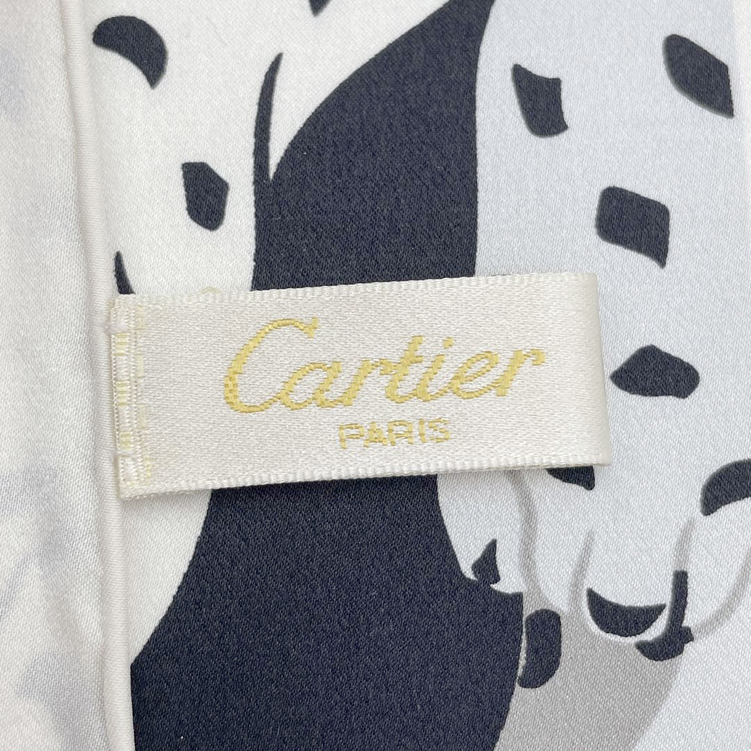Cartier カルティエ スカーフ 65cm シルク レオパード ヒョウ柄