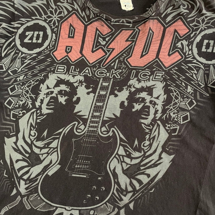 00年代 AC/DC BLACK ICE 2008 ロゴプリント バンドTシャツ メンズXL ...