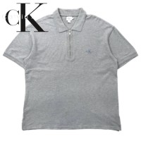 Calvin Klein USA製 90年代 ハーフジップ ポロシャツ L グレー コットン ワンポイントロゴ刺繍 ビッグサイズ | Vintage.City 古着屋、古着コーデ情報を発信