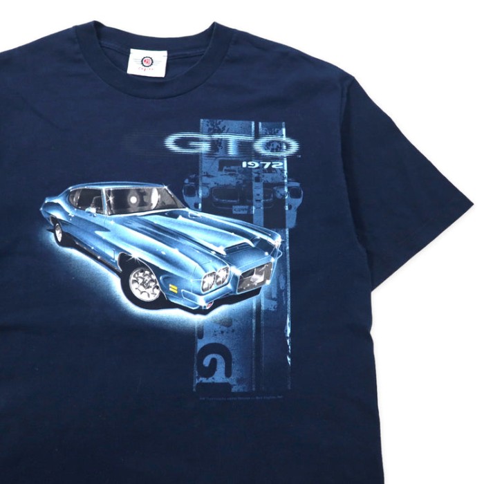 MAD ENGINE クラシックカー プリントTシャツ XL ネイビー コットン GTO ...