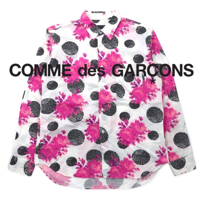 COMME des GARCONS HOMME PLUS 総柄 ドレスシャツ S ホワイト コットン ...