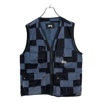 STUSSY Checkered flag utility vest | Vintage.City 古着屋、古着コーデ情報を発信