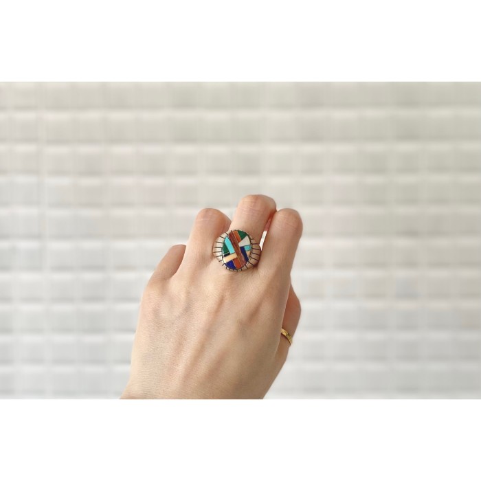 Vintage 70s〜80s USA silver 925 colorful stone artistic inlay ring ヴィンテージ シルバー925 カラフル 天然石 アーティスティック インレイ リング | Vintage.City Vintage Shops, Vintage Fashion Trends