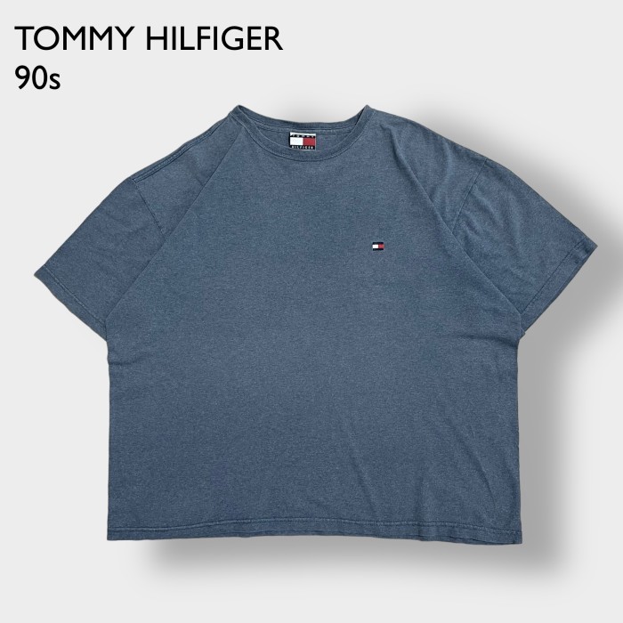 Tommy Hilfiger】90s USA素材 旧タグ フラッグタグ ワンポイント 刺繍