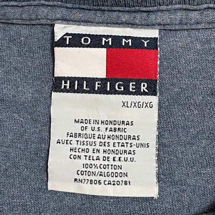 Tommy Hilfiger】90s USA素材 旧タグ フラッグタグ ワンポイント 刺繍