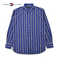 TOMMY HILFIGER ボタンダウンシャツ M ブルー フラッグ刺繍 チェック | Vintage.City 빈티지숍, 빈티지 코디 정보