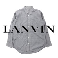 LANVIN CLASSIQUE ボタンダウンシャツ S グレー チェック | Vintage.City 古着屋、古着コーデ情報を発信