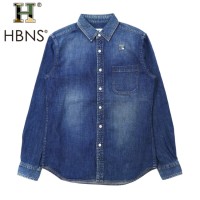 HBNS デニムシャツ S ブルー ロゴ刺繍 日本製 | Vintage.City 古着屋、古着コーデ情報を発信