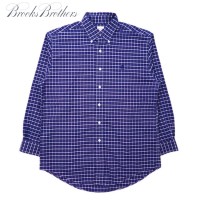 Brooks Brothers ボタンダウンシャツ M ネイビー チェック ワンポイントロゴ刺繍 | Vintage.City 古着屋、古着コーデ情報を発信