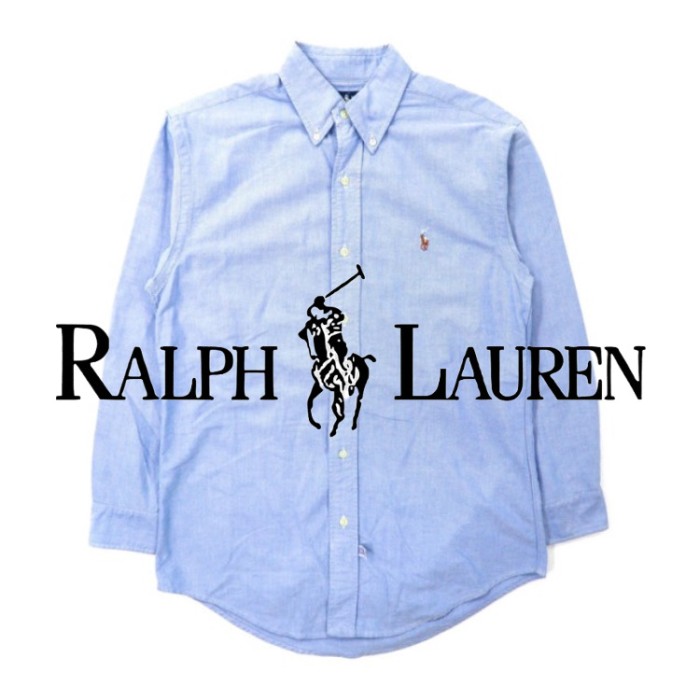 Ralph Lauren 長袖オックスフォードシャツ 15-32 ブルー コットン ボタンダウン ワンポイントロゴ刺繍 | Vintage.City 古着屋、古着コーデ情報を発信