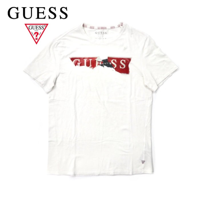 GUESS プリントTシャツ M ホワイト コットン | Vintage.City
