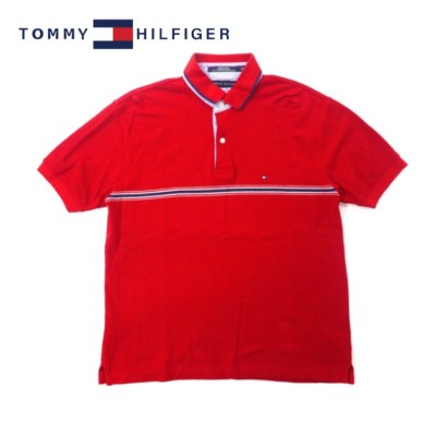 TOMMY HILFIGER ポロシャツ M レッド ワンポイントロゴ刺繍 | Vintage.City