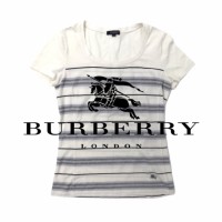 BURBERRY LONDON ボーダーTシャツ 2 ホワイト ロゴ刺繍 | Vintage.City 古着屋、古着コーデ情報を発信