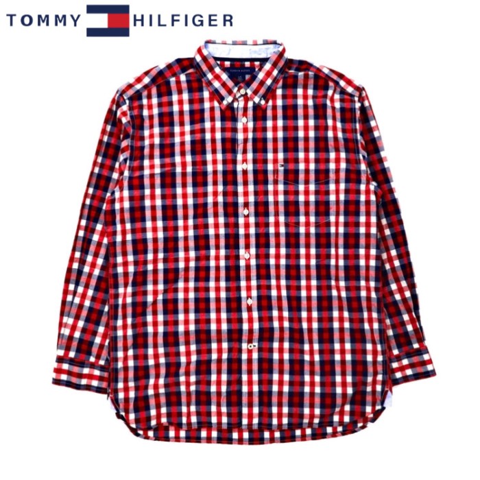 TOMMY HILFIGER ボタンダウンシャツ L レッド チェック コットン | Vintage.City 빈티지숍, 빈티지 코디 정보