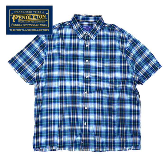 PENDLETON 半袖チェックシャツ XL ブルー ビッグサイズ | Vintage.City 빈티지숍, 빈티지 코디 정보