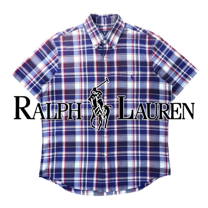 RALPH  LAUREN 半袖ボタンダウンシャツ M ネイビー チェック コットン | Vintage.City 빈티지숍, 빈티지 코디 정보